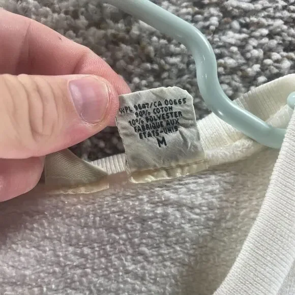 Vintage Eddie Bauer Sweater Mens Medium White Crew Neck Pullover Sweatshirt 90s - Picture 9 of 15